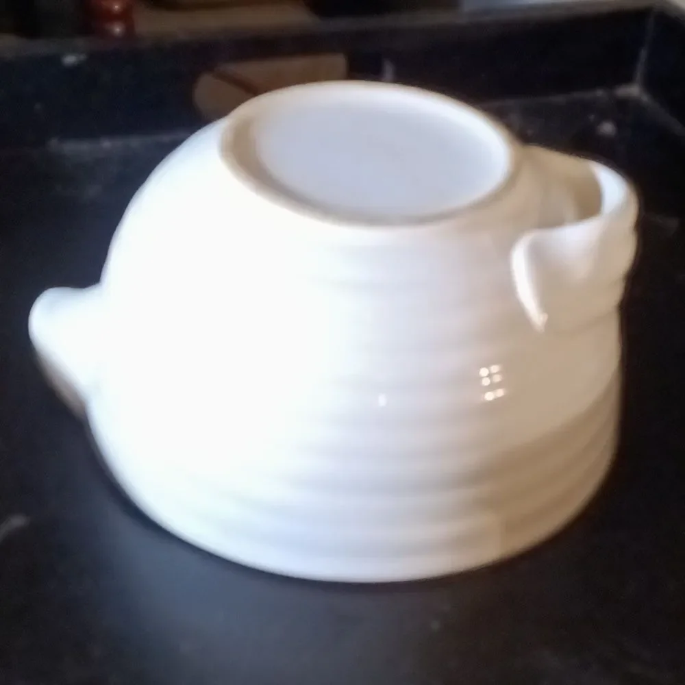 Vintage 50's Milk White Ringware Mixing Bowl with Pouring Spout and Handle